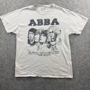 ABBA Graphic T Shirt Size L Dirty White
